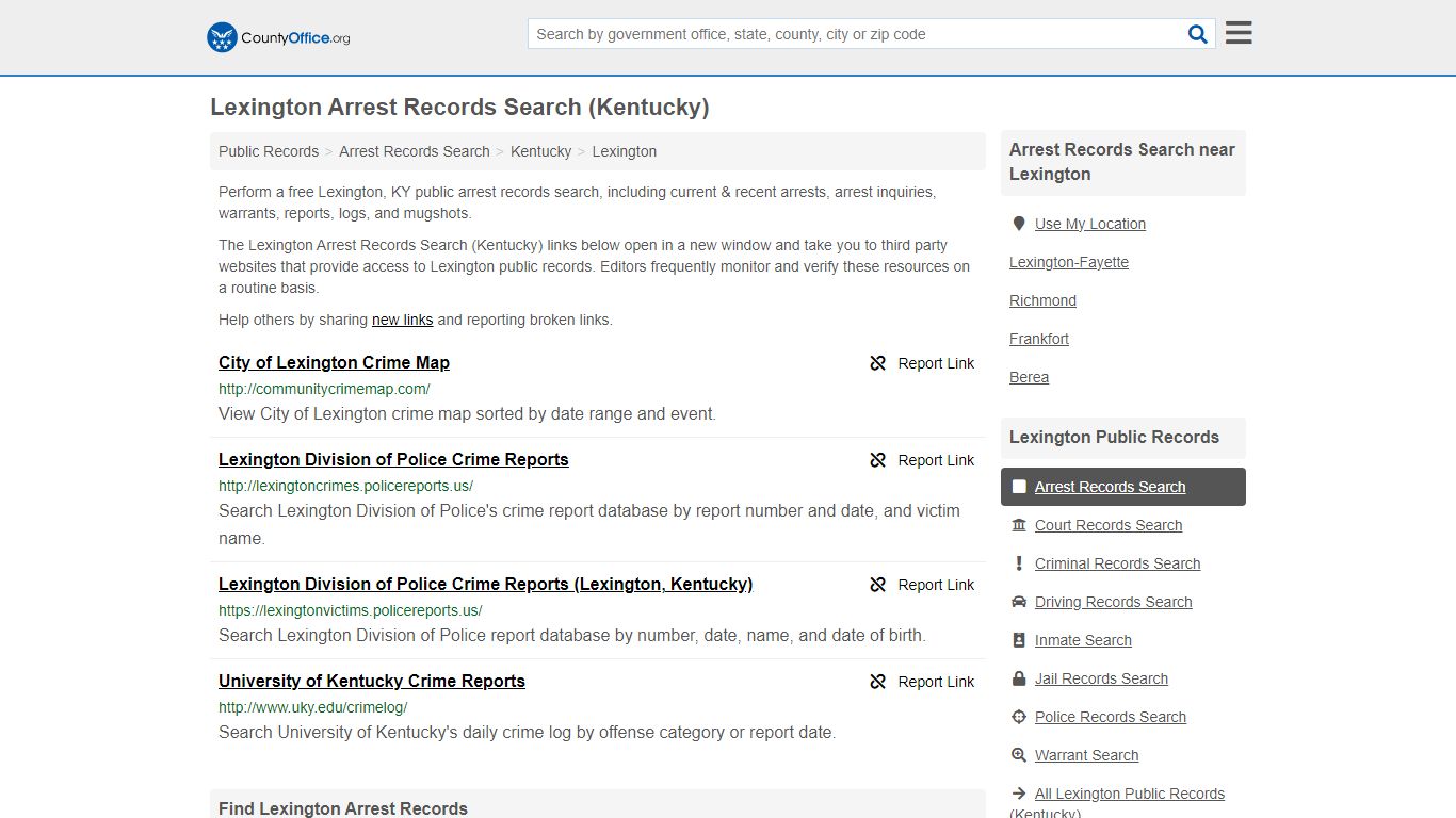 Arrest Records Search - Lexington, KY (Arrests & Mugshots) - County Office